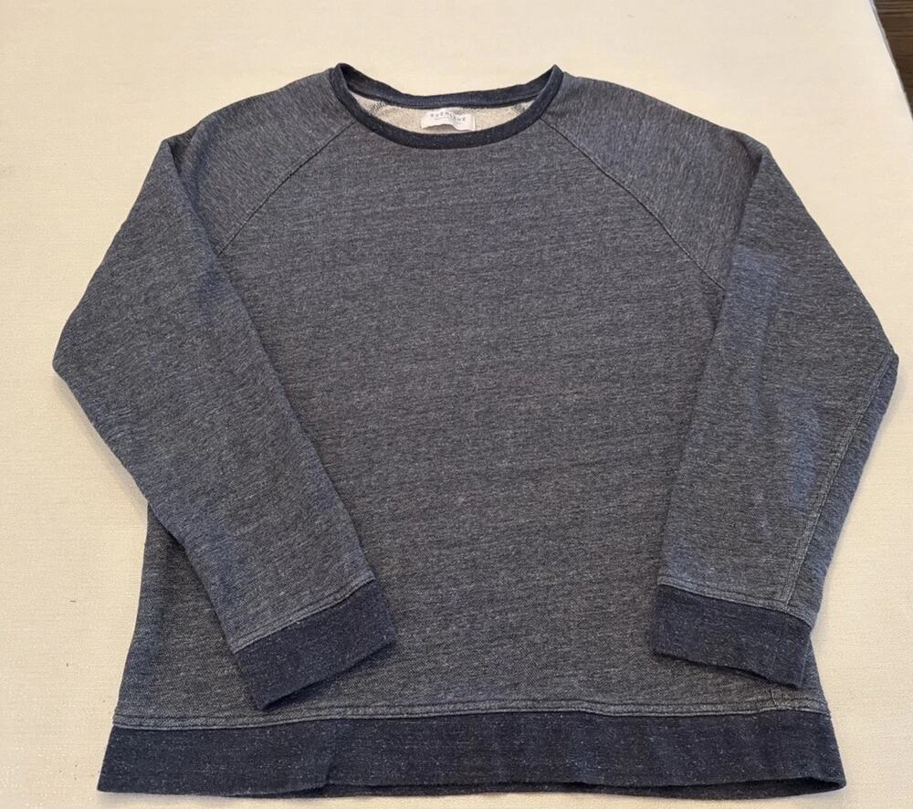 Everlane Women's Blue Heathered Cotton Long Sleeve Pullover Sweatshirt Sz Large